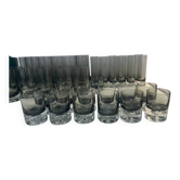 Ensemble de verres fumés noir à grosse bulle des années 70's