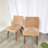 Set of 2 Vintage Mid-Century Lounge Chair: 1970s Yugoslavia, Pink Fabric