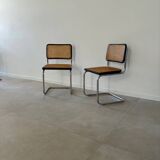 Paire de chaises Marcel Breuer noire cannage