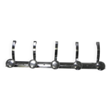 Aluminum vintage wall coat rack with 5 hooks, 1950s