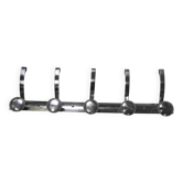 Aluminum vintage wall coat rack with 5 hooks, 1950s