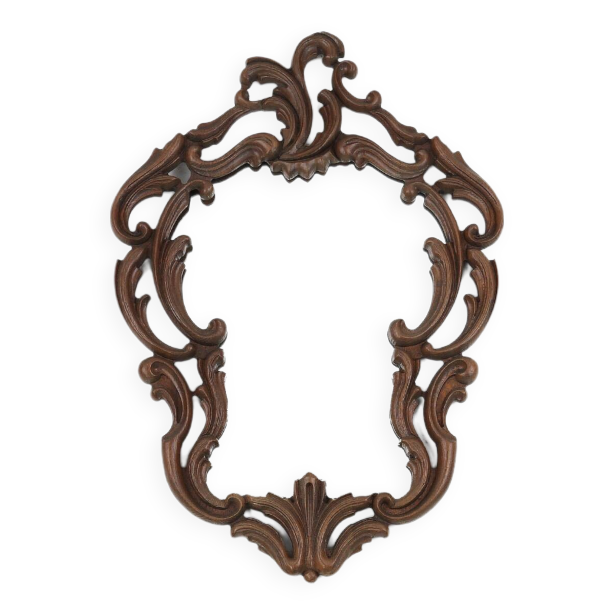 Baroque mirror with hand carved oak ornated frame, France 1950s