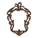 Baroque mirror with hand carved oak ornated frame, France 1950s
