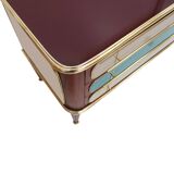 Mid Century Modern Italian Sideboard Wood and Colored Glass. 1950s