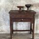 Antique Indonesian teak workbench with two drawers and stretcher H89.