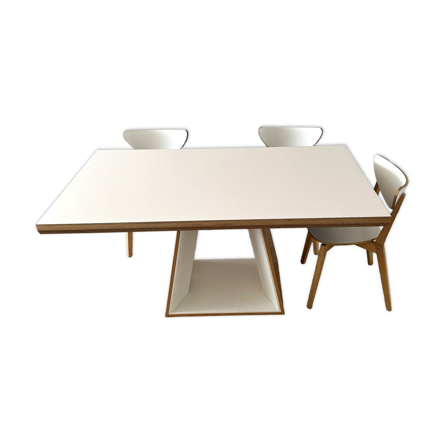 Extensible table Mood T1202 — Mobitec — White Fenix & walnut
