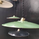 4 enameled sheet metal pendants