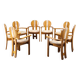 Set of 8 Czech Postmodern Pine Dining Armchairs, 1970s