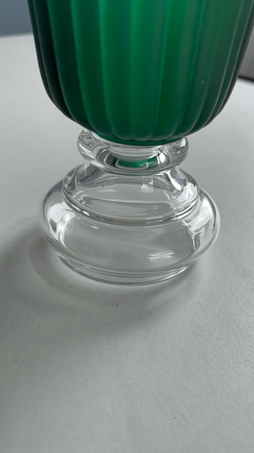 Vintage glass flower candle holder – green and transparent – large lantern