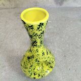 Yellow ceramic vase with green highlights
