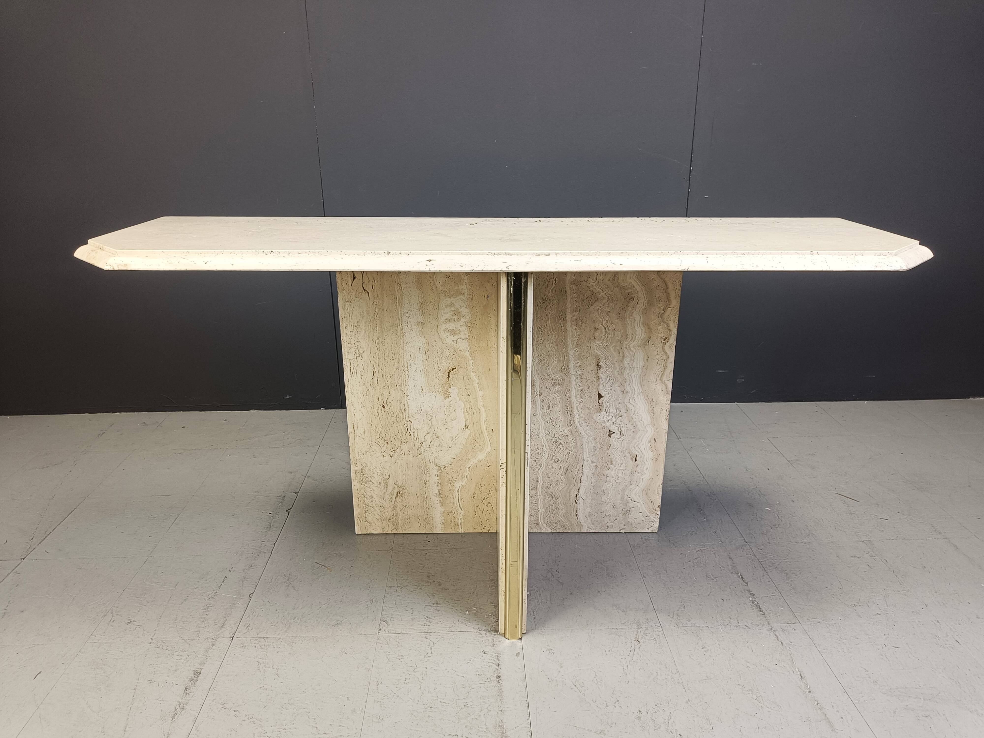 Vintage travertine console table, 1970s