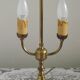 2 Light French Vintage Brass Boulotte Table Lamp With Cream Fabric Shade