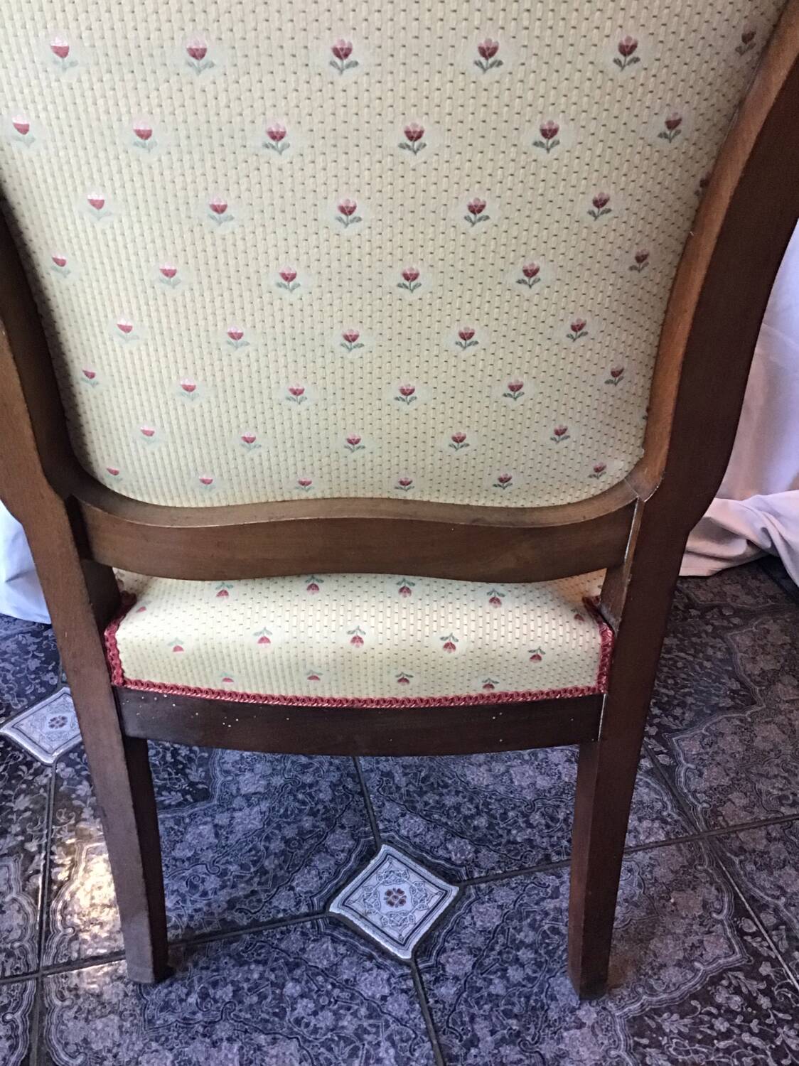 19th century Louis Philippe style armchair with purple backrest