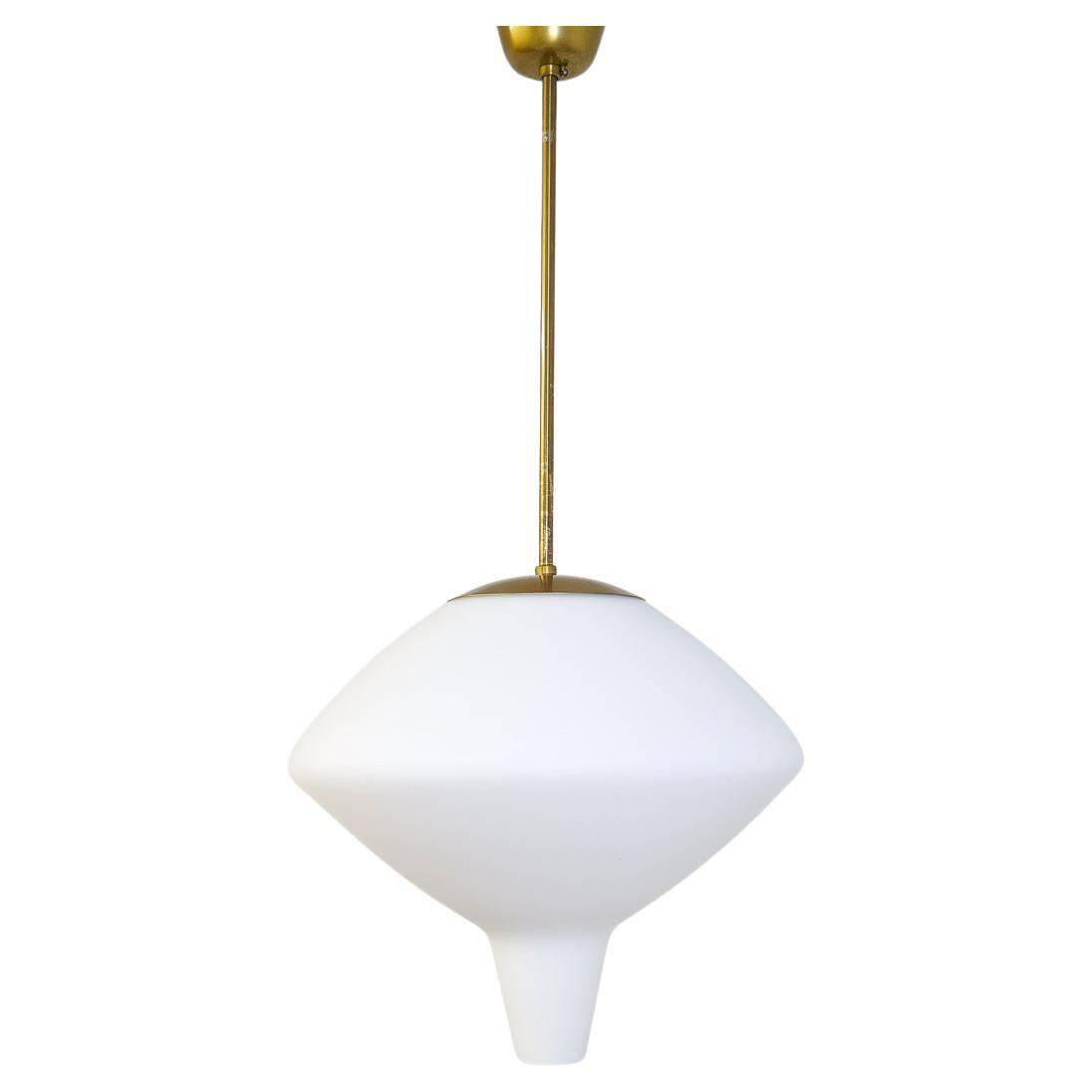 Large opaline pendant / modern brass mid-century ASEA Sweden, 1940s