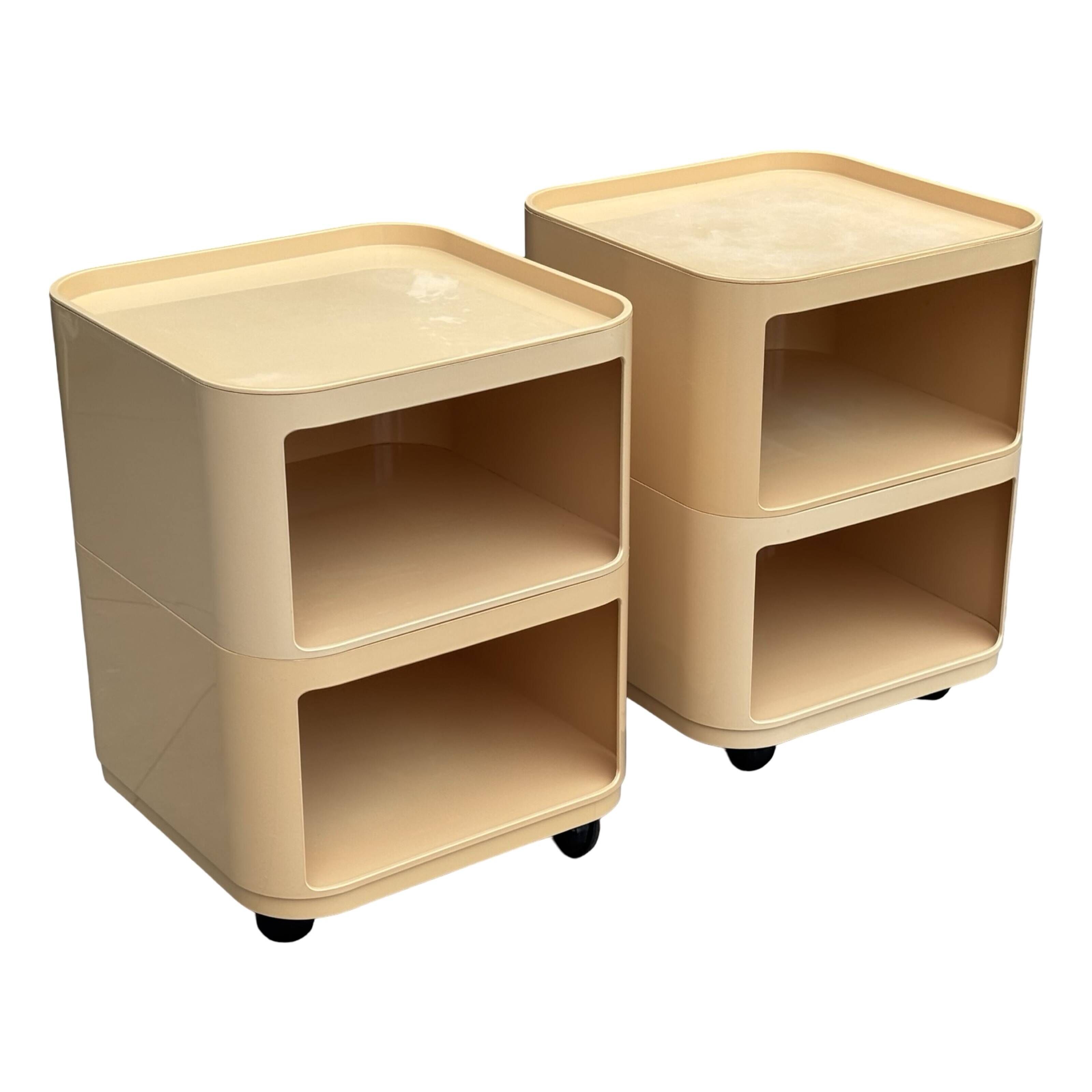Ensemble vintage de deux chariots Kartell Componibili 4970 par Anna Castelli