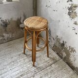 High stool in wicker and rattan