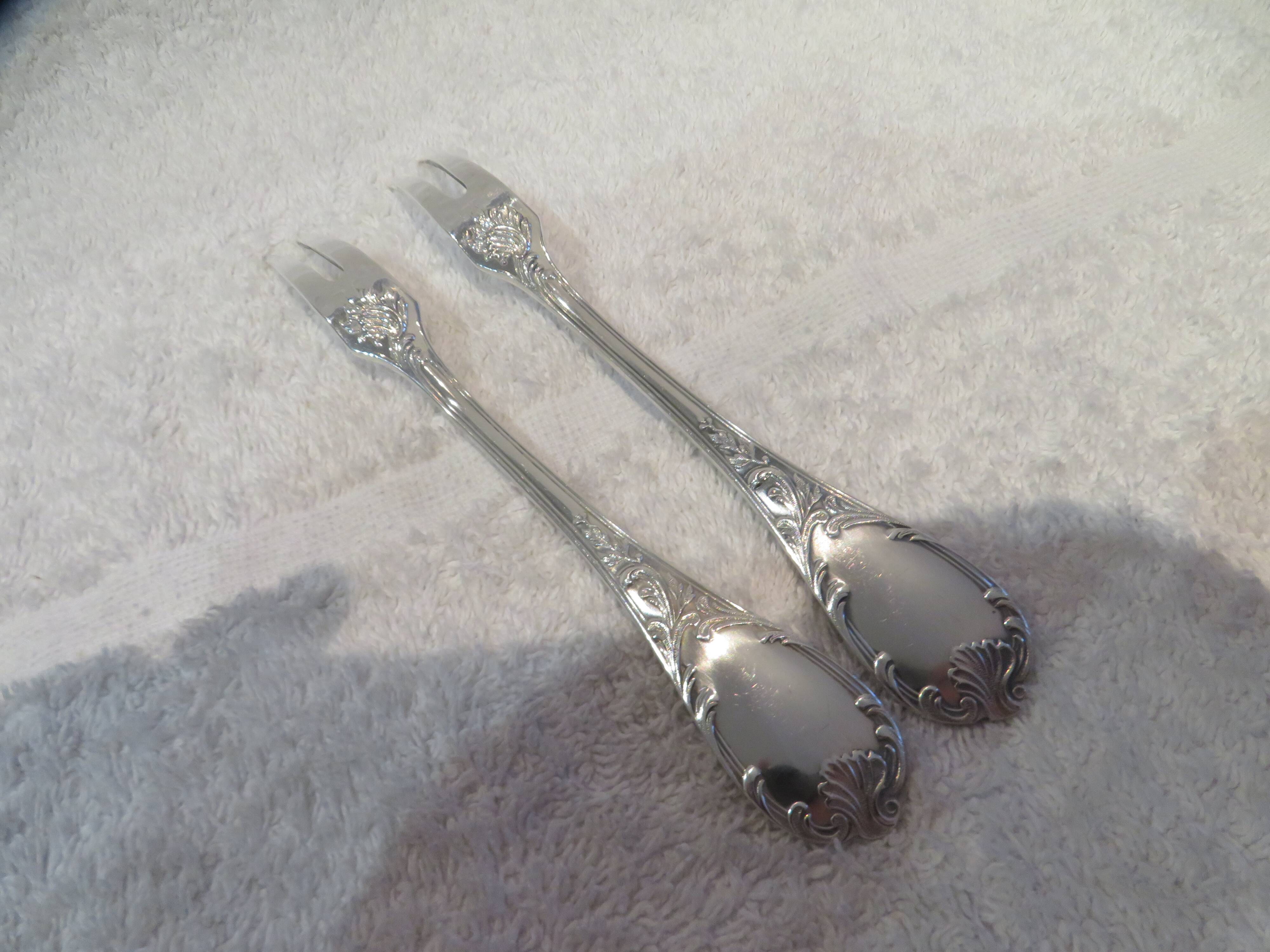 2 cold meat forks silver plated metal goldsmith Christofle Marly