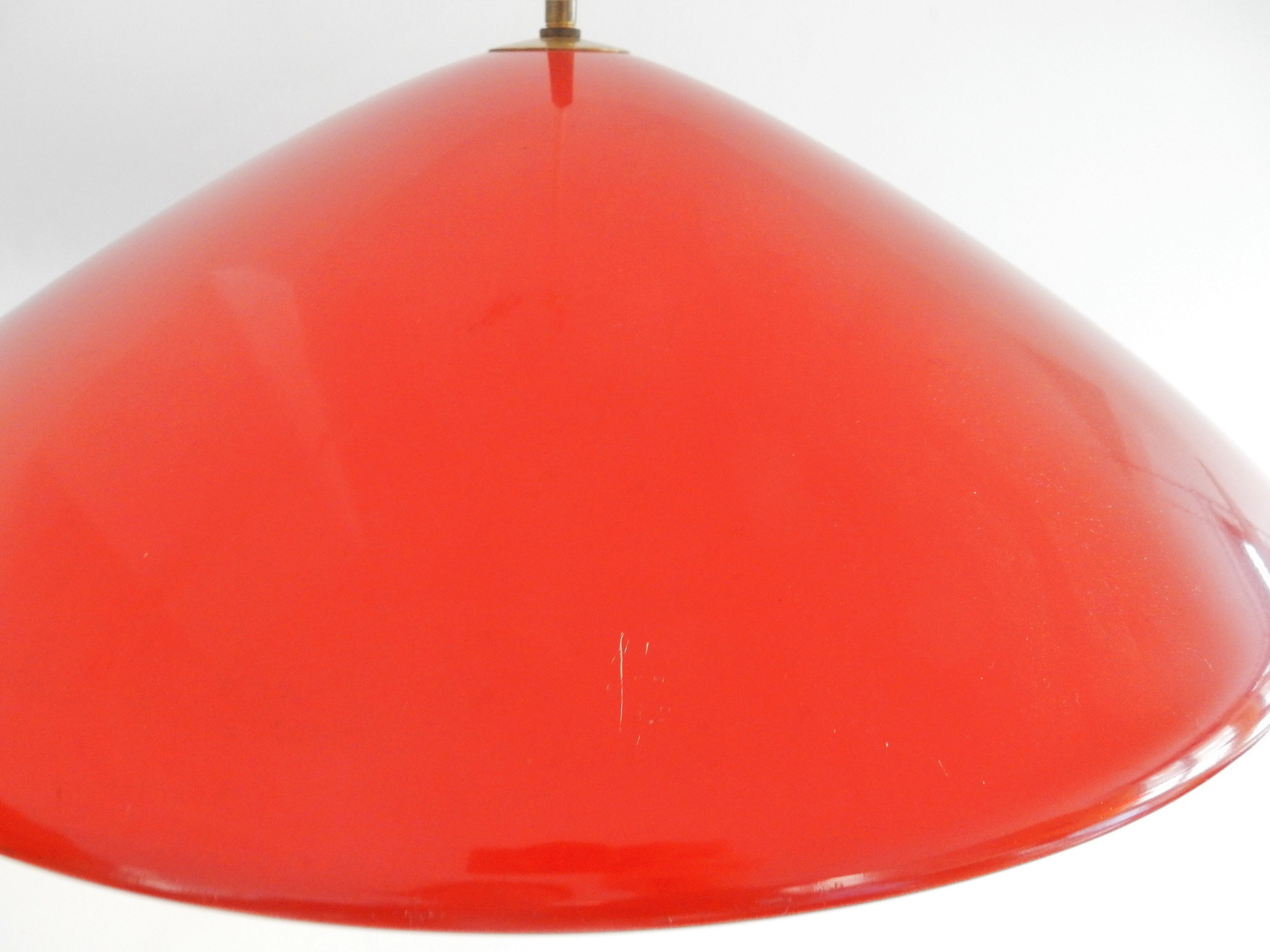 Danish red metal pendant lamp by Preben Fabricius & Jørgen Kastholm for Nordisk Solar, 1960s