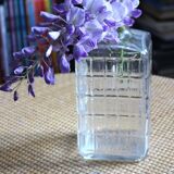 Vintage glass water carafe with rectangular vase.