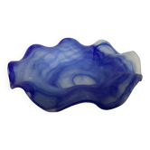 Baguier en pâte de verre bleu cobalt à bord dentelé
