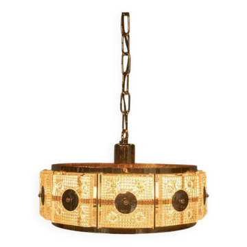 Suspension vintage design Orrefors Suède, Carl Fagerlund