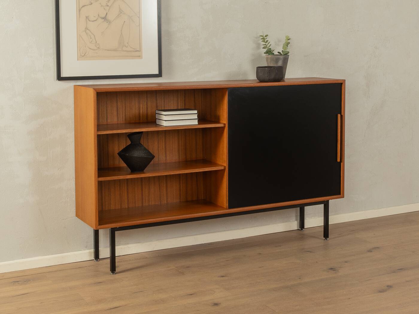60s Sideboard with Sliding Doors by WK Möbel