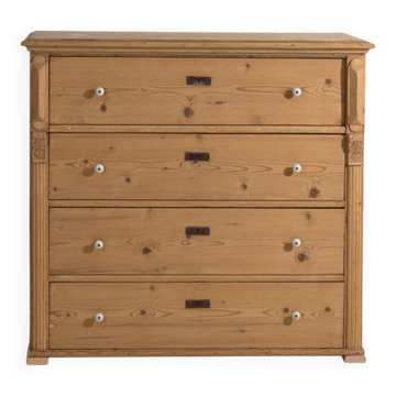 Central European high chest of drawers with four washed pine drawers – Central Europe, around 1900