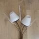 Mid-Century French Brass Sconces • Bullrush Design • Opaque Glass Shades