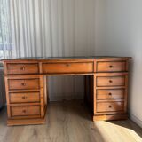 Minister Louis-Philippe's desk in solid cherry wood and leather.