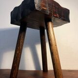 Tabouret bois Brutaliste tripode