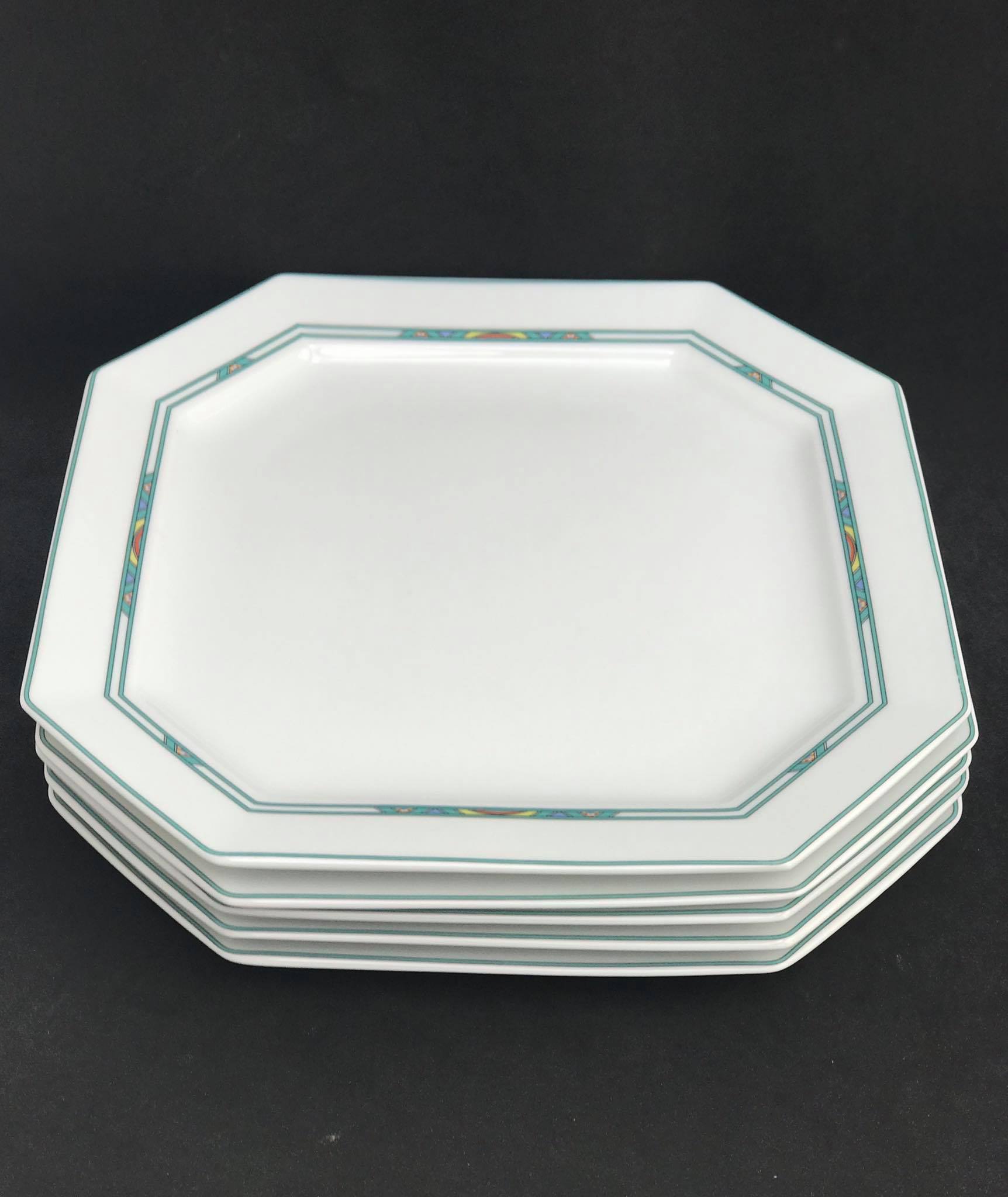 Limoges porcelain lunch plates Bernardaud Paul Poiret Set 5
