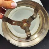 Pair of art deco opaline ceiling ball lamps