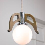 Mid-Century Scandinavian Chrome & Opaline Pendant Lamp, 1960s