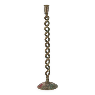 Grand bougeoir ouvert en métal Barley Twist du milieu du siècle, années 1920