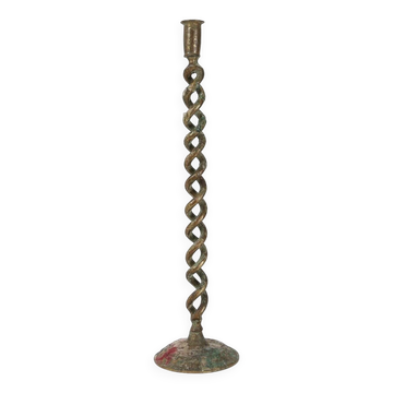 Large Mid-Century open Barley Twist Metal Candleholder, 1920s
