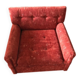 Set of 2 red Mid-Century fabric armchairs, 1960s — complete restoration