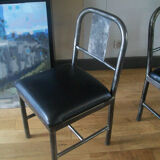 Pair of metal and industrial design leatherette chairs