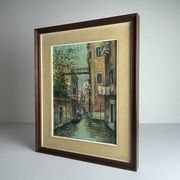 Italian artist, Venice Canal, original oil painting, 1960s, framed.