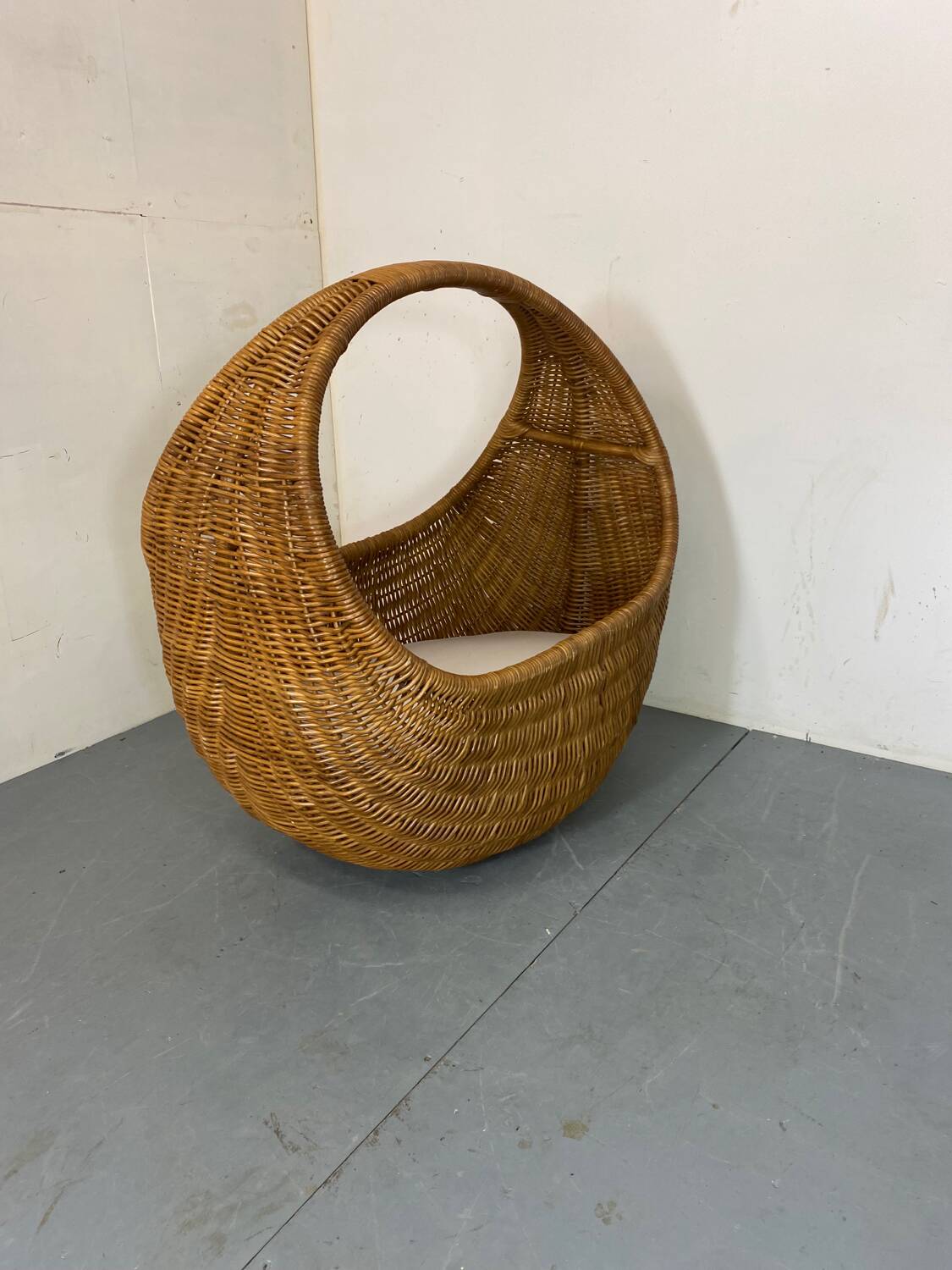 Vintage Wicker and Bamboo Basket Baby Bed  Netherlands, 1960s