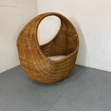 Lit bébé panier vintage en osier et bambou attribué à Gebroeders Jonkers pour Noordwolde, Pays-Bas, 1960