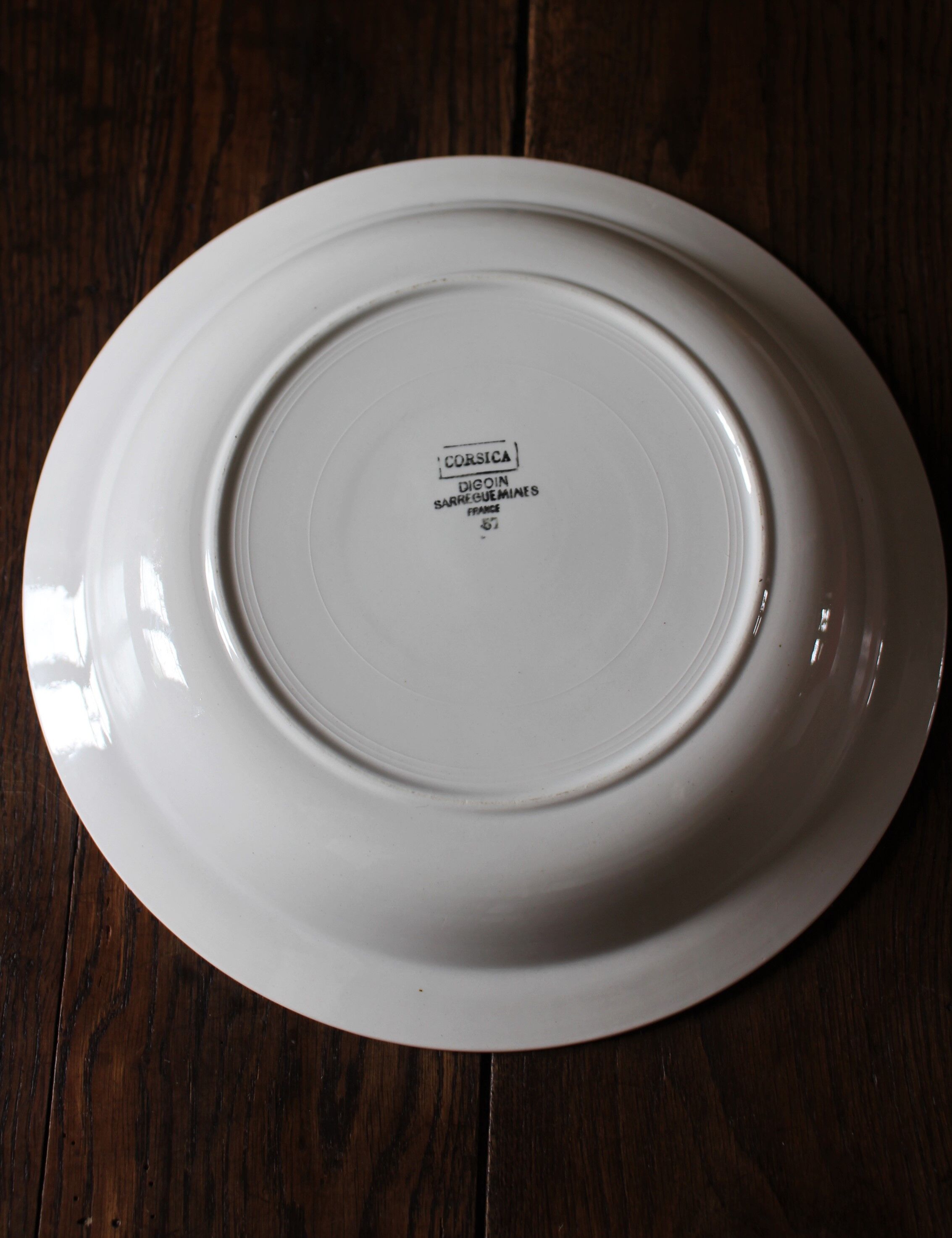 Hollow round dish corsica digoin sarreguemines blue art deco