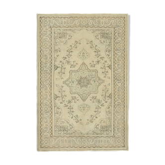 Handmade vintage oriental beige carpet 193 cm x 282 cm