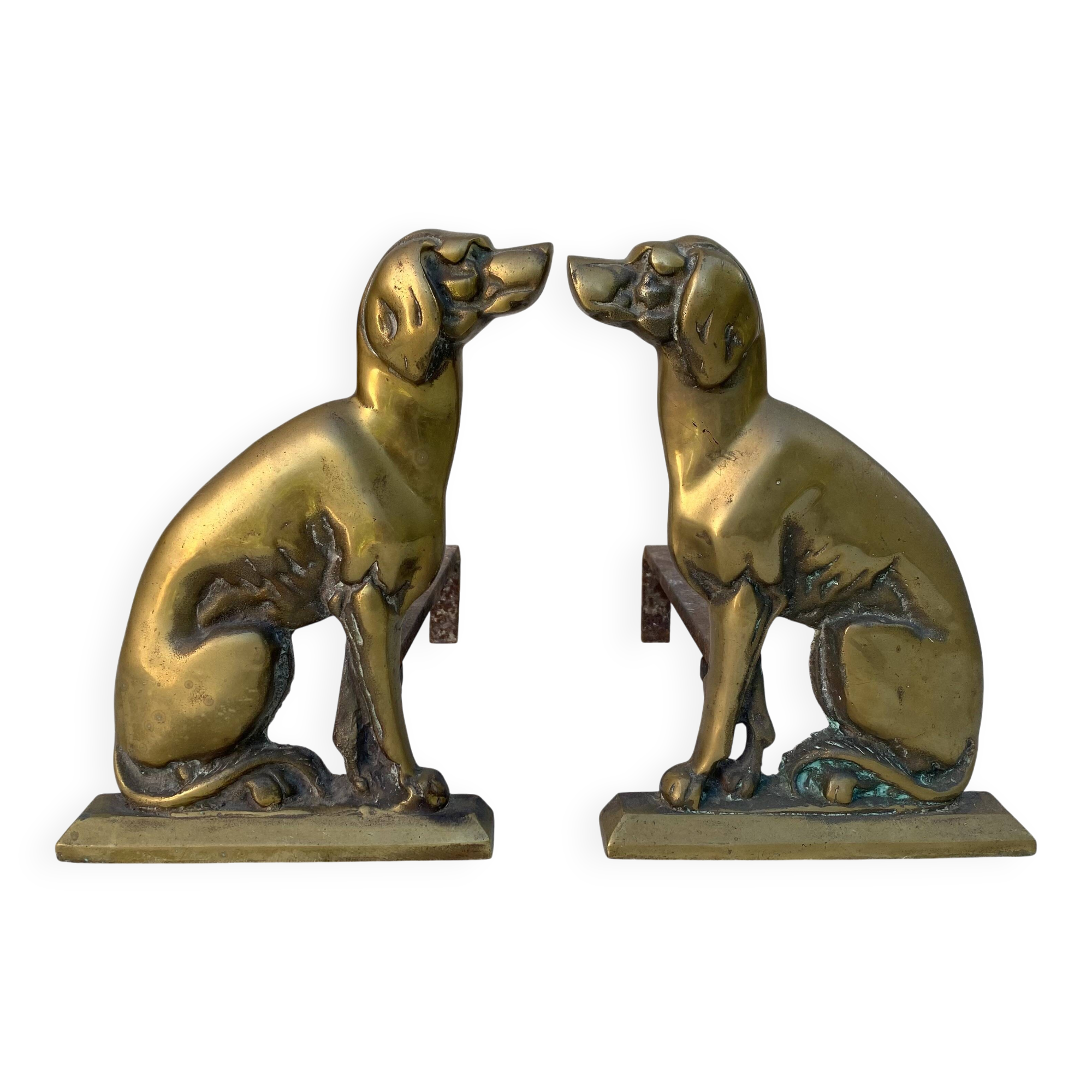 Pair of brass dog andirons