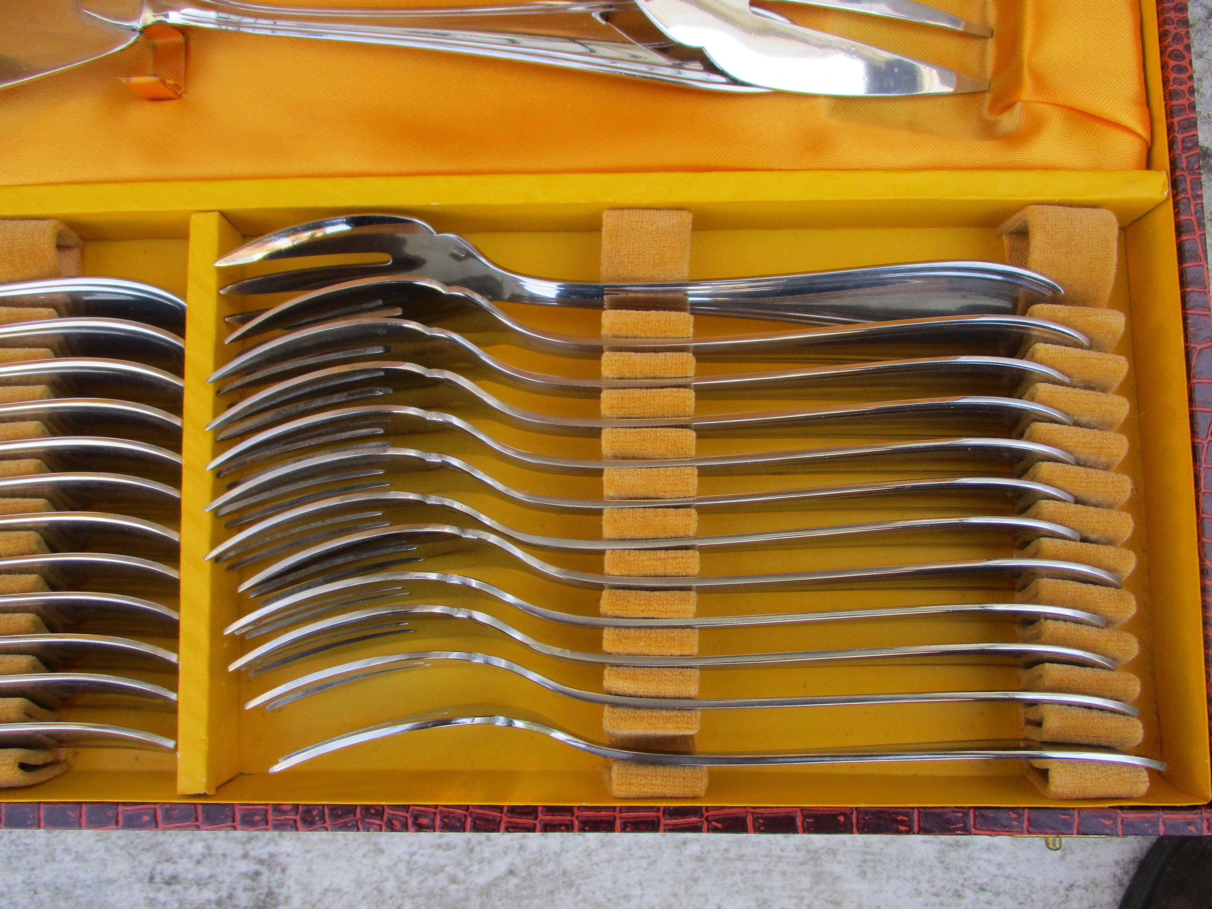 Fish cutlery box, stainless steel.