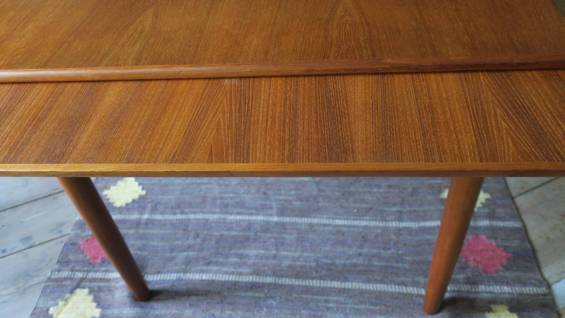 Large mid-century teak extendable dining table 244 x 90 cm, Denmark 1960s