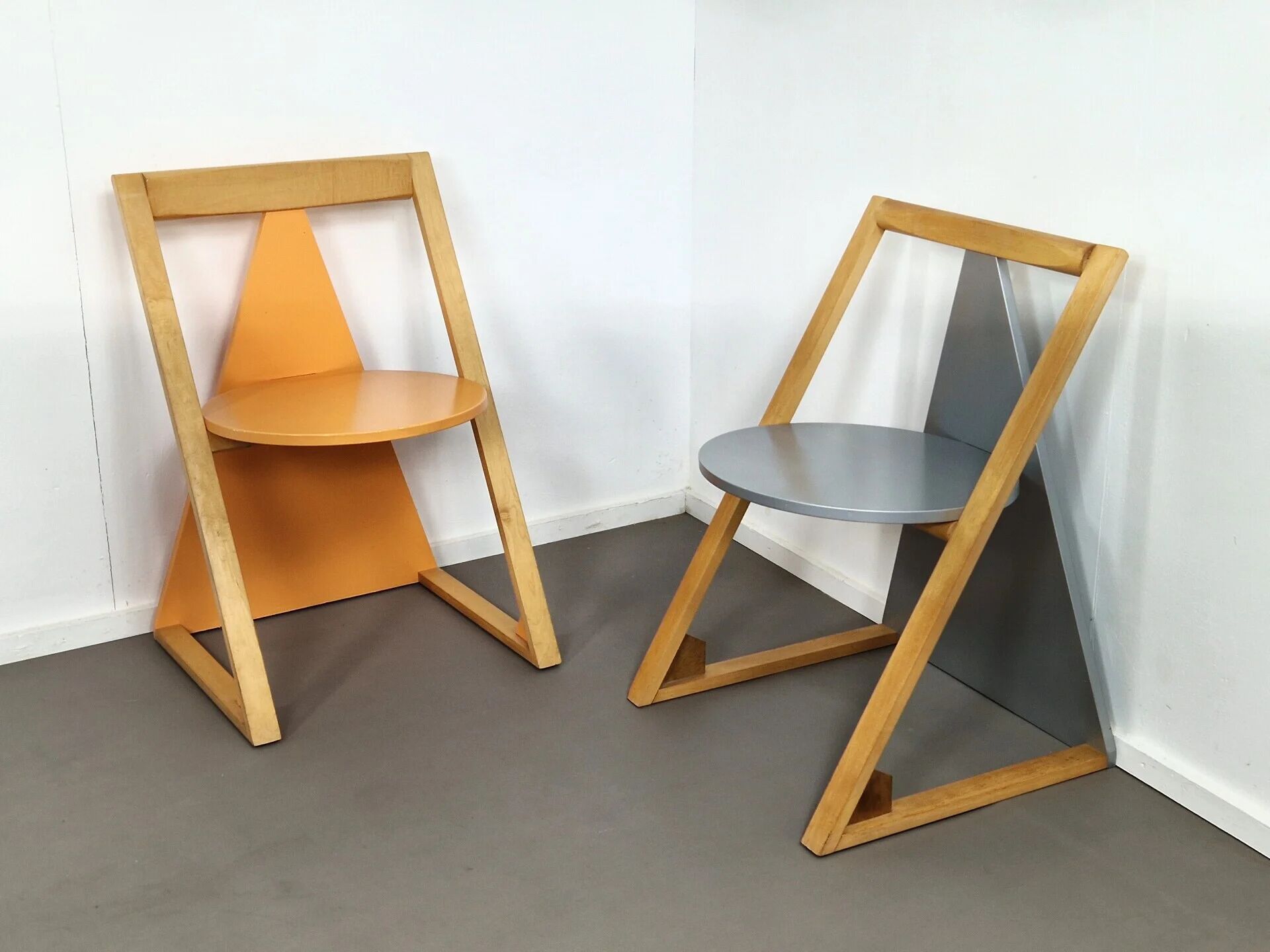 Pair of Memphis style postmodern chairs | 1980s