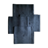 Lot four damasked and monogrammed towels linen and night blue silk