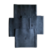 Lot four damasked and monogrammed towels linen and night blue silk