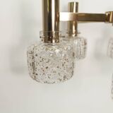 5-branch chandelier in gold and blown glass with gold sequins, 1960