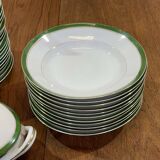 1960s Limoges porcelain dinner service, green and gold - 42 pieces
